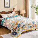 Fall Throw Blanket for Couch, Yellow Boho Decorative Throw Blanket, 100% Cotton Muslin Breathable Woven Farmhouse Blankets Quilt, 60"x80" Reversible Lightweight Blankets Bohemian Throw Quilt by CozyNest Decor