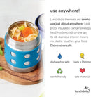 LunchBots Thermal 8 oz Triple Insulated Thermos - Hot 6 Hours or Cold 12 Hours - Leak Proof Thermos Soup Jar - All Stainless Interior - Navy Lid - Aqua Dots by TinyTreasures Baby Boutique