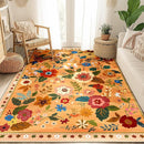 Floral 5x7 Area Rug Machine Washable Soft Print Boho Carpet Non Slip Doormat Low Pile Flower Area Rugs for Living Room Bedroom Nursery Kitchen Dining Room Indoor-Yellow/Orange by TinyTreasures Baby Boutique