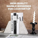 Marble Bookends for Heavy Books, Decorative Book Ends for Shelves, Durable and Heavy-Duty Bookends for Hardback Book & CDS, Off-White Unique Books Stopper & Holder, Set of 2 by CozyNest Decor