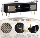 Mid Century Modern TV Stand for 65 inch TV, Entertainment Center with Storage, Metal Mesh Decorated Cabinet Doors for Living Room, Black by CozyNest Decor