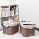 Bidtakay Large Storage Baskets with Handles for Organizing 16" x 11.8" x 11.8" Rustic Shelf Baskets [2-Pack] Foldable Clothes Baskets Fabric Collapsible Bins for Closet (White&Earthy Brown) by TinyTreasures Baby Boutique