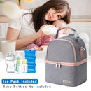 Breastmilk Cooler Bag with Ice Pack Fits 6 Baby Bottles up to 9 Ounce, Breast Milk Pump Cooler Bag with Shoulder Strap for Nursing Mom Daycare, Work, Travel- Grey by TinyTreasures Baby Boutique