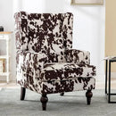 DUOMAY Tufted Accent Chair, Modern Upholstered Wingback Side Arm Chair for Living Room Bedroom with Wood Legs, Comfy Reading Guest Chair for Office, Milk Cow/Brown by CozyNest Decor