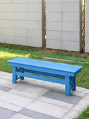 HDPE Outdoor Bench, 55" Patio Bench Outdoor Furniture, Poly Lumber Adirondack Benches, All Weather HDPE Patio Garden Backless Benches for Park, Poolside, Deck, Porch, Sky Blue by CozyNest Decor