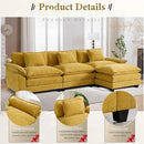 URRED Modular Sectional Sofa Comfy Cloud Couch, Modern Chenille Sofa Sleeper Deep Seat Couches with Ottoman/Pillows for Living Room (Yellow, 117''- L Shape) by CozyNest Decor