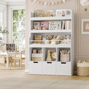 HITHOS 55.3" H Kids Bookshelf with Toy Storage Organizer, Tall Book Shelf with 3 Movable Toy Storage Bins, Large Kids Bookcase with Toy Chest, 39.2" W Modern Toy Box for Kid Room, Playroom, White by CozyNest Decor