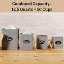 Kitchen Canisters for Countertop Set of 4 with Customizable Chalkboard Labels & Marker Pen - Big Iron Kitchen Canisters with Airtight Lids - Gray Canister Set - Flour and Sugar Containers Farmhouse by CozyNest Decor