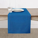 Solino Home Linen Indigo Blue Table Runner 144 Inches Long - 100% Pure Linen Extra Long Table Runner 14 x 144 Inch for Fall, Autumn - Classic Hemstitch by CozyNest Decor