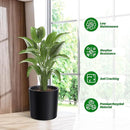 Tall Round Planter Set of 2, 19.5‘’ H x 19.9" Dia Large Planters for Indoor Plants with Built-in Drainage and a Water Level Monitor and Wheels for Patio, Porch, Living Room, or Home Office, Black by CozyNest Decor