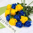 Yellow Fake Roses Artificial Flowers - 10 Pcs Fake Artificial Roses Silk Flowers with Stems for Home Wedding Hotel Office Centerpiece Decor by CozyNest Decor