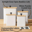 Kitchen Canisters for Countertop Set of 4 with Customizable Chalkboard Labels & Marker Pen - Big Iron Kitchen Canisters with Airtight Lids - Canisters Sets for the Kitchen - White Kitchen Canister Set by CozyNest Decor