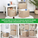 Bidtakay Fabric Storage Baskets for Shelves 3 Pack Large Storage Bins for Organizing Linen Collapsible Organizer for Closet-Flaxen by TinyTreasures Baby Boutique