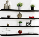 Wood Floating Shelves for Wall Decor, Rustic Wall Shelves for Bedroom Bathroom Kitchen Living Room, Set of 4 Black 48 Inch by CozyNest Decor