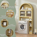 Over The Toilet Storage Cabinet, 31''W Arched Space-Saving Bathroom Organizer with Adjustable Shelf and Acrylic Doors, Freestanding Over Toilet Cabinet for Bathroom, Laundry, Restroom (Oak Wood) by CozyNest Decor