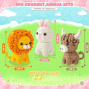 Crochet Kit for Beginners, Amigurumi Crochet Animal Kits, Crocheting Kit for Starters Adult Kids with Step-by-Step Video Tutorials, Animal Kits with Highland Cow, Lion, Bunny by TinyTreasures Baby Boutique