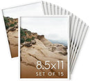 HAUS AND HUES 8.5x11 White Metal Picture Frames - Features Premium Aluminum, Vertical & Horizontal Hang, Shatterproof Plexiglass - Perfect for Home, Room, Office (8.5x11 in, White, Set of 15) by CozyNest Decor