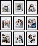 Sheffield Home 9 Piece Gallery Wall Frame Set, 11x14 in. matted to 8x10 in. (Matte Black) by CozyNest Decor