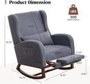 Rocking Chair Nursery,Teddy Nursery Rocking Chairs with Foot Rest, Sherpa Glider Rocker Nursing Chair with High Back for Nursing, Living Room, Bedroom, Dark Grey by TinyTreasures Baby Boutique