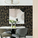 Dimoon 393"x17.3" Floral Wallpaper Peel and Stick Flowers Golden Black Contact Paper Thicken Waterproof Modern Self Adhesive Plants Wallpaper Removable Wall Paper Shelf Vinyl Roll by GreenHaven Gardens