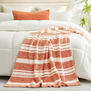 Snuggle Sac Orange Fall Throw Blanket for Couch, Reversible Super Soft Blankets Warm Cozy Knit Fuzzy Plush Blankets for Sofa,Living Room, Stripe Orange,50x60 inches by TinyTreasures Baby Boutique