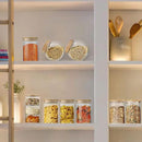 Urban Green Glass Jars with Airtight Lids, Airtight Glass Canisters with Locking Lids, (Bamboo-6P-26oz) by CozyNest Decor