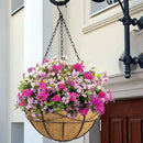 Hanging Planters for Outdoor Plants: 2 Pack 16" Hanging Baskets Flower Pots with Coco Liners & Plastic Saucer Large Deep Hanging Plant Holder for Porch Balcony Garden Décor by GreenHaven Gardens