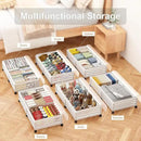 Under Bed Storage Containers With Wheels - 2 Pcs Large Bamboo Wood Rolling Underbed Shoe Storage Bins With Dust Bags for Clothes Blankets, Duvet Covers Snacks Toys (White) by CozyNest Decor