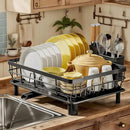 MOUKABAL Dish Drying Rack, Dish Rack, Stainless Steel Dish Racks for Kitchen Counter, Dish Drainer with Removable Utensil Holder, Drainboard (Black) by CozyNest Decor