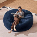 Bean Bag Chair 6Ft, Memory Foam Filled, Large Beanbag Chairs for Adults and Teens, Soft Sofa with Removable Flannel Cover, Round Couch for Living Room Bedroom College Dorm (Blue, 6FT-67×67"×24") by CozyNest Decor