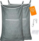 XL Large Hanging Laundry Hamper, Over the Door Laundry Bag with Zipper and Wide Open Top,Hanging Hamper for Storage Laundry, Clothes, Toys,36x 22 Inch, Heather Grey 2Pack. by CozyNest Decor