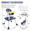 4 in 1 Baby High Chair, Toddler Chair with Removable Tray, Convertible High Chairs for Babies and Toddlers, Kids Learning Table, Building Block Table, Dining Booster Seat with Safety Harness, Blue by TinyTreasures Baby Boutique