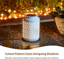 Glitzhome Solar Lantern White Metal Cutout Flower Outdoor Hanging Solar Light with Handle for Garden Patio Yard Outdoor Decor by GreenHaven Gardens