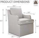VKNOW Upholstered Dining Chairs Set of 2, Modern Kitchen Chairs Dinner Chairs with 4 Casters, Linen Armchair for Bedroom Reading Room Living Room, Light Grey