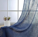 MIUCO Semi Sheer Curtains Poly Linen Textured Solid Grommet Curtains 63 Inches Long for Bedroom 2 Panels (2 x 37 Wide x 63" Long) Navy Blue by CozyNest Decor
