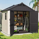 Patiowell 8 x 6 FT Plastic Outdoor Storage Shed with Floor, Resin Shed with Window and Lockable Door for Garden, Backyard, Tool Storage Use, Easy to Install in Beige (Kick-it Shed) by GreenHaven Gardens