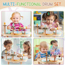 Kids Drum Set, Montessori Musical Instruments for Toddlers 1-3, Wooden Musical Toys for Baby 12-18 Months, Preschool Educational Xylophone Drum Kit, Birthday Gift for Boys Girls Ages 3+ by TinyTreasures Baby Boutique