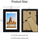 4x6 Picture Frame Set of 4, 4 x 6 Wood Photo Frames with Mat for 3.5x5, Wooden Frame with Real Glass Cover for Wall and Tabletop Display,Black by CozyNest Decor