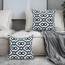 Alysheer Embroidered Decorative Throw Pillow Cover 18"x 18" Set of 2, Classic Boho Geometric Embroidery Pattern Cotton Square Cushion Case for Sofa Couch Living Room Bedroom (Navy Aqua) by CozyNest Decor
