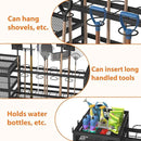 Garden Tool Organizer with Wheels-Movable Garden Tool Rack with Storage Hooks for Long-Handled Tools/Rakes/Brooms/Shovels,Heavy Duty Metal Garden Tool Storage for Garage,Shed,Garden,Black by GreenHaven Gardens