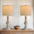BOBOMOMO 24" Farmhouse Retro Table Lamp Set of 2, Traditional Resin Lamps for Living Room Bedroom, Vintage Bedroom Lamps with Linen Shades, Rustic Table Lamps for Living Room, Nursery, Office by CozyNest Decor