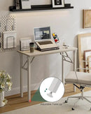 Frylr Small Folding Computer Desk – 35.8 Inch Portable Table for Craft and Study, Lightweight Desk for Small Spaces, Foldable Laptop Table Built-in AC/USB Outlets for Convenience, White Ash by CozyNest Decor