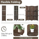 PayLessHere Room Divider 4 Panel Room Screen Divider Wooden Screen Folding Portable Partition Screen Wood with Removable Storage Shelves Color, Brown