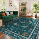 8x10 Area Rugs with Insect Print - Bug Rug Non-Shedding Stain Resistant Soft Carpet for Bedroom, Low Pile Ultra-Thin Machine Washable Carpet for Dining Room, Kids Nursery, Office (8'x10' Teal) by TinyTreasures Baby Boutique