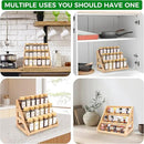 3-Tier Natural Bamboo Spice Rack Organizer - for Kitchen Cabinets, Countertops & Pantries - Space-Saving Tiered Shelf by CozyNest Decor