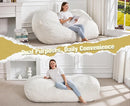 Hobestluk 5FT Bean Bag Chairs Adult Bean Bag with Portable Handle Comfy Large Bean Bag Lounge Chair with Removable Cover for Living Room Bedroom (Stripe White, 5FT) by TinyTreasures Baby Boutique