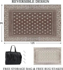 Pauwer 9'x12' Reversible Outdoor Rug, Waterproof Plastic Straw Area Rug for Patios, RV Mat, Camping, Picnic, Beach, Balcony, Pet Friendly, Lightweight by GreenHaven Gardens