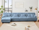 Modular Sectional Sofa, Comfy Cloud Couch 4 Seater Couch with Ottoman, Sectional Couches for Living Room, Modern Chenille L Shaped Couches, Sleeper Deep Seat Sofa with Throw Pillows, Blue by CozyNest Decor