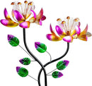 55'' Solar Powered Kinetic Wind Spinner Sculpture Pink Lotus Metal Stake Spinner for Patio, Lawn and Garden Decor Weather-Resistant Outdoor Art with Dual Lotus Design by CozyNest Decor