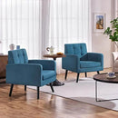 Yaheetech Mid-Century Accent Chairs, Modern Upholstered Living Room Chair, Cozy Armchair Button Tufted Back and Wood Legs for Bedroom/Office/Cafe, Set of 2, Navy Blue by CozyNest Decor